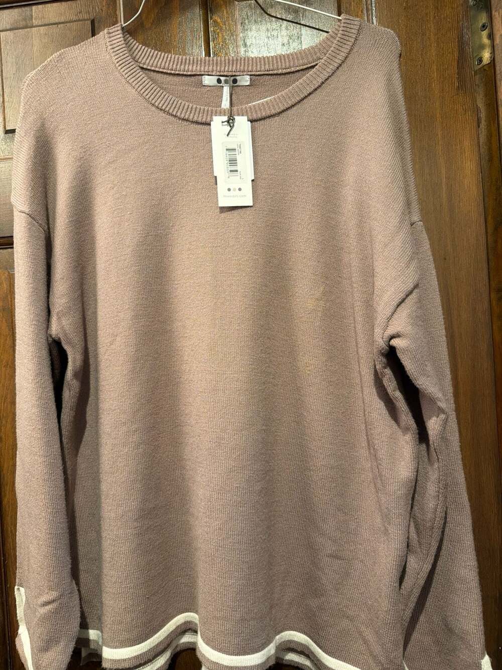 Three Dots‎ Hazel Crew Neck Sweater in Taupe Gray